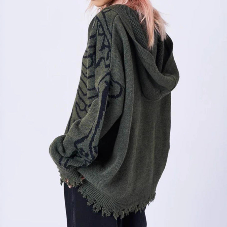 Ladies Large hoodie with striking graphic cape and unconventional cut Lune London