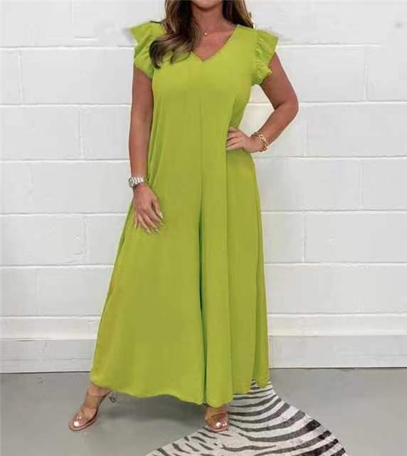 Ladies loose fitting jumpsuit with V-neck Lune London