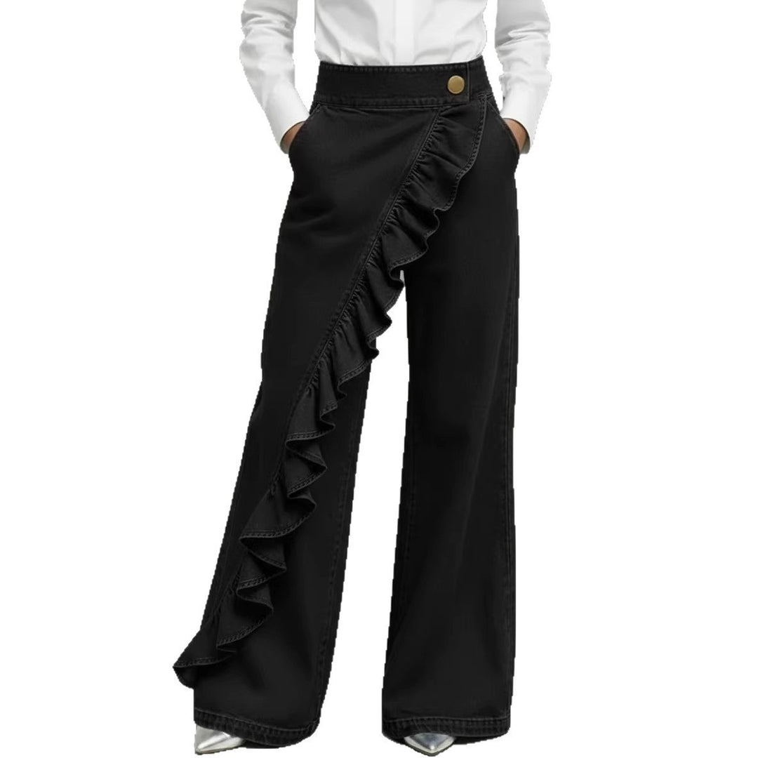 Women's Wide Jeans with Ruffle Detail Chic & Stil