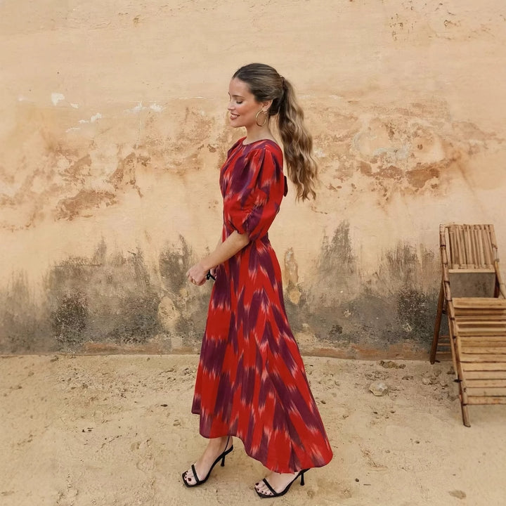 Summer dress for women with a colorful embroidered design and a relaxed fit Lune London