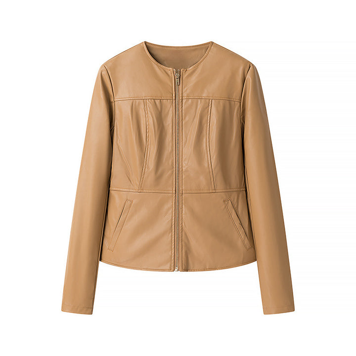 Faux leather jacket for women with textured surface and practical pockets Lune London