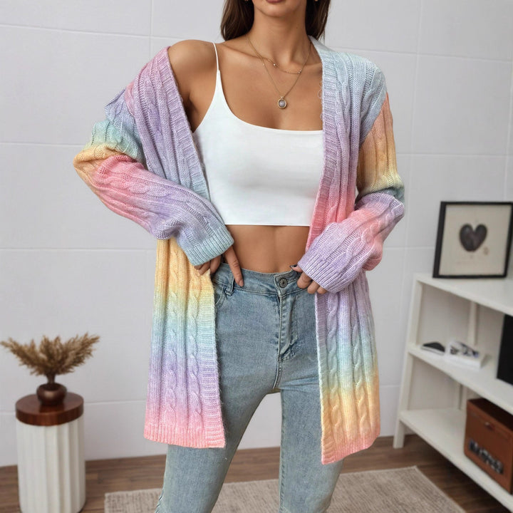 Cardigan in knit for women with a colorful gradient and a relaxed fit Lune London