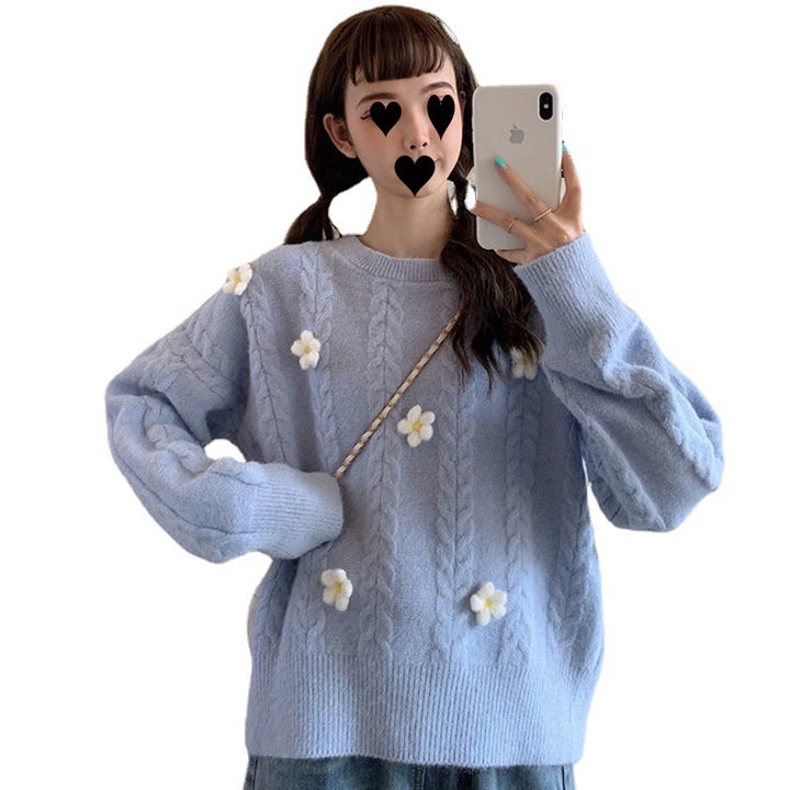Pull en tricot épais à la mode pour femmes avec applications florales Chic & Stil