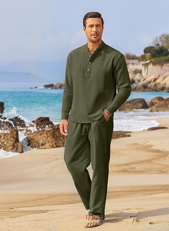 Light beach pants for men and stylish long sleeve shirt Lune London