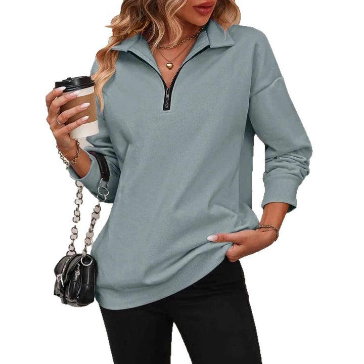 Casual turtleneck sweater for women with half-zip Lune London