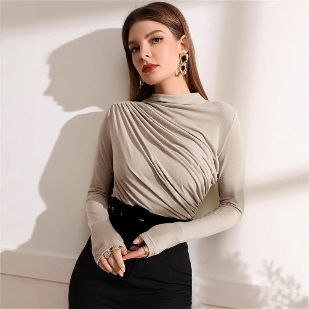 Long sleeve T-shirt for women with an elegant wrap design Lune London