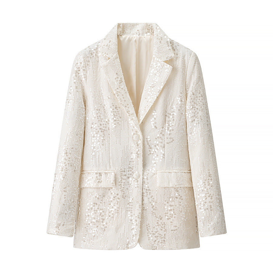 Women's blazer jacket decorated with shiny sequins Lune London