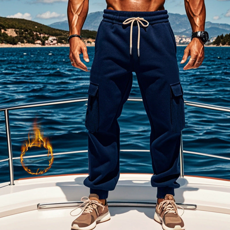 Men's Sporty Cargo Jogging Pants with Elastic Waistband and Practical Pockets Lune London