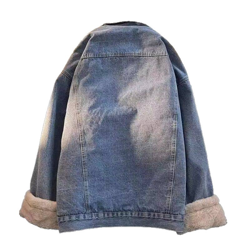 Oversized denim jacket for women with faux fur lining Lune London