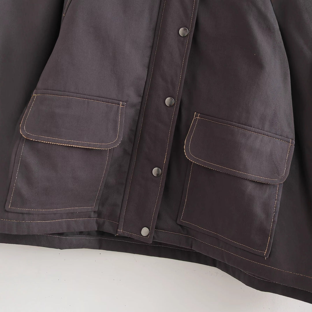 Casual transitional jacket for women with stylish corduroy collar and practical pockets Lune London