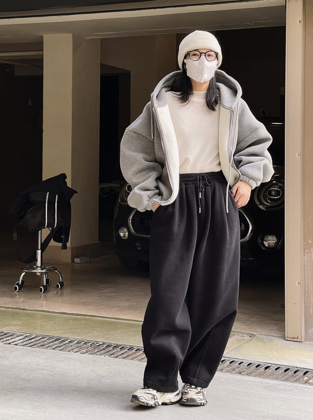 Dame Confort Oversized Hoodie-Veste avec grandes poches et cordon Chic & Stil