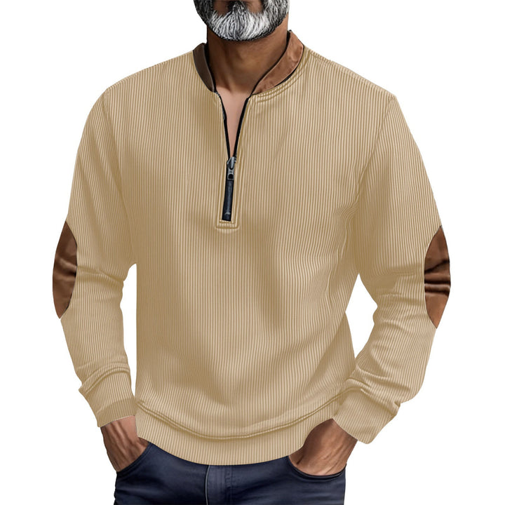 Elegant pull for men with a high collar and trendy leather inserts Lune London