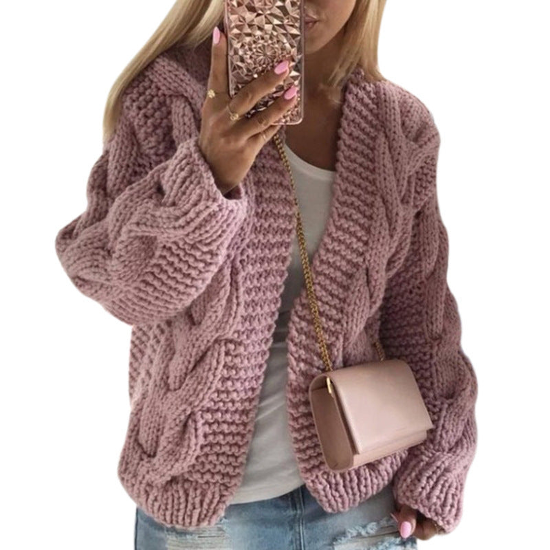 Women’s knit jacket with a chunky cable knit pattern and a loose fit Lune London