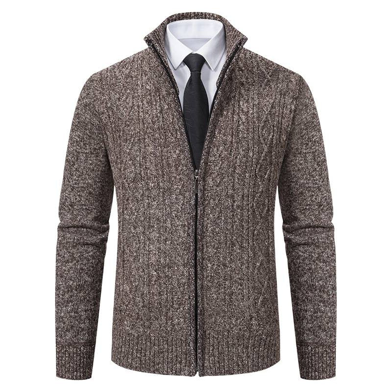 Lune London | Men's Cardigan with Stand-Up Collar and Textured Pattern