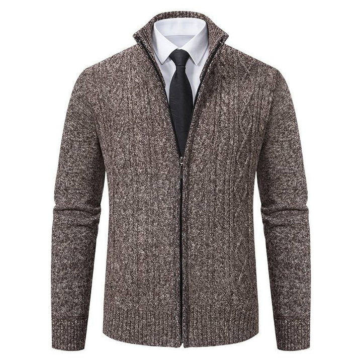 Lune London | Men's Cardigan with Stand-Up Collar and Textured Pattern