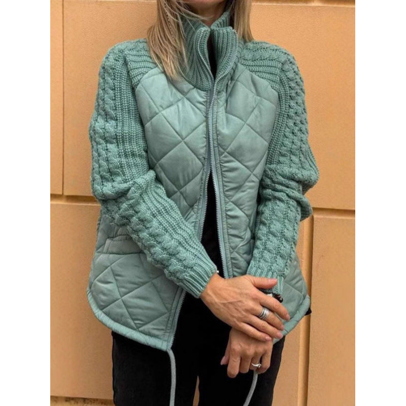 Lady quilted jacket with knitted sleeves Lune London