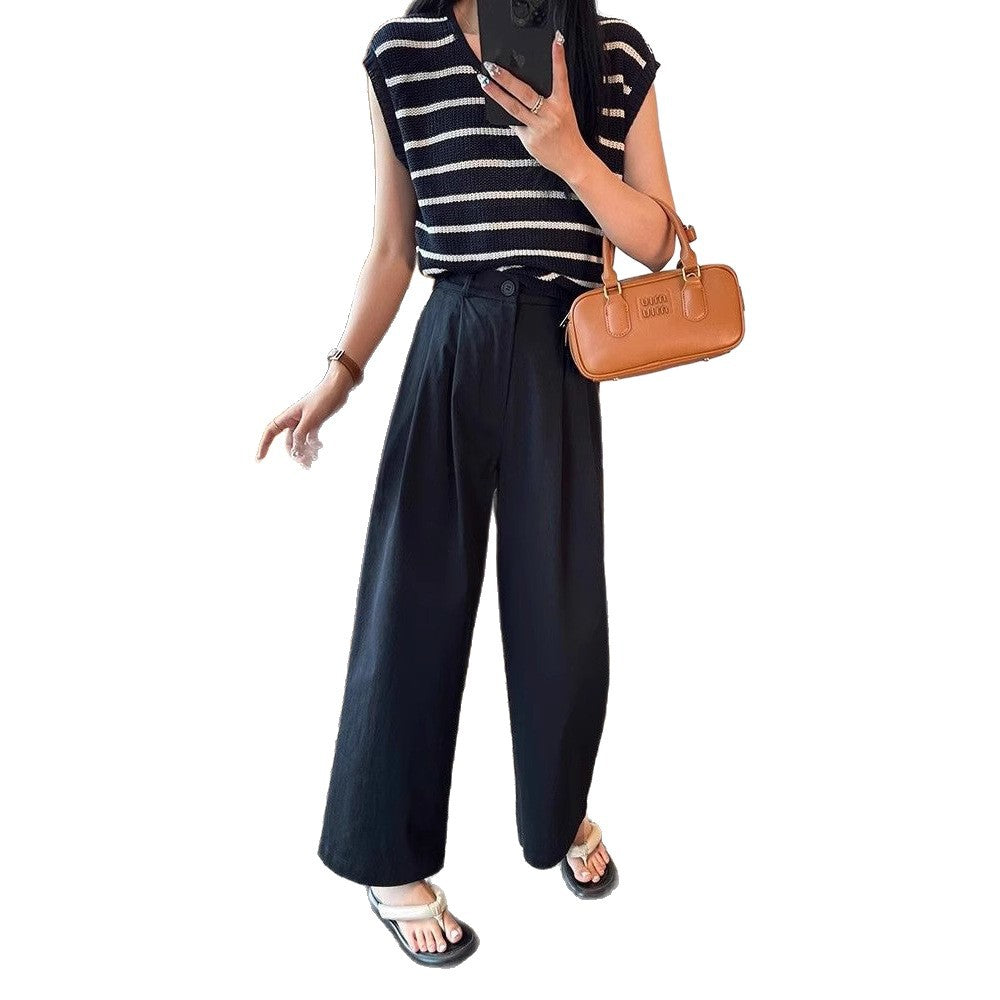 Pantalons larges pour femmes avec taille haute et poches latérales