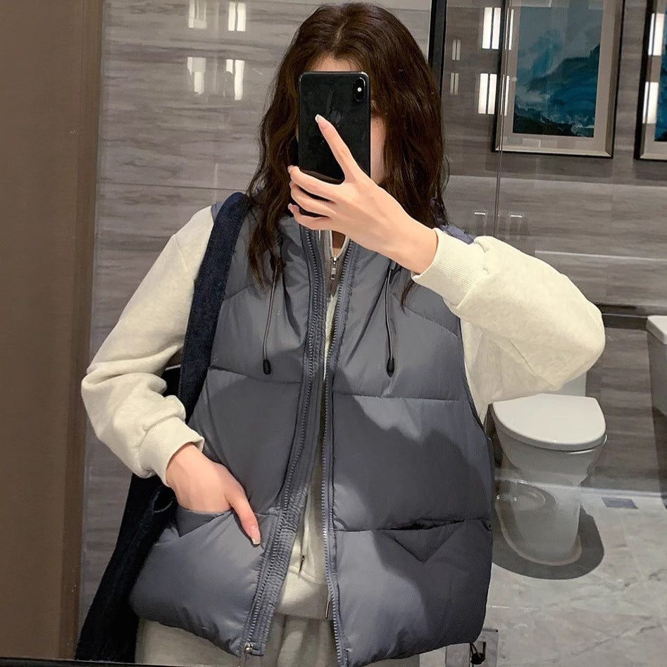 Ladies quilted vest with high collar and oversized cut Lune London
