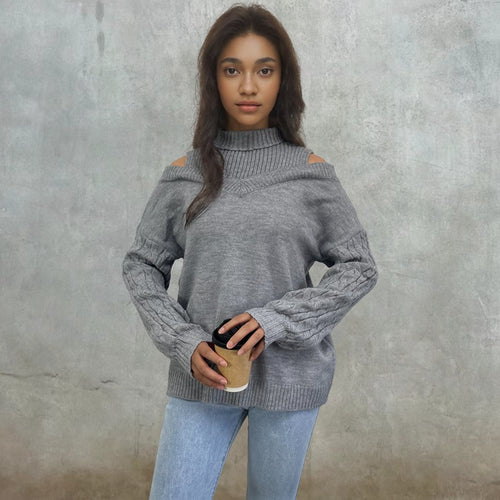 Long sleeve sweater for women with a trendy oversized off-shoulder design Lune Londonl