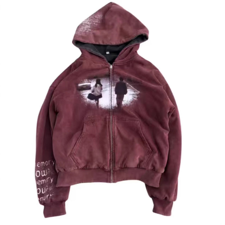 Veste hoodie décontractée pour femmes avec motif graphique imprimé et poches latérales Chic & Stil