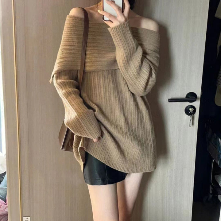 Sweater femme à épaules dénudées en matière tricotée texturée Chic & Stil