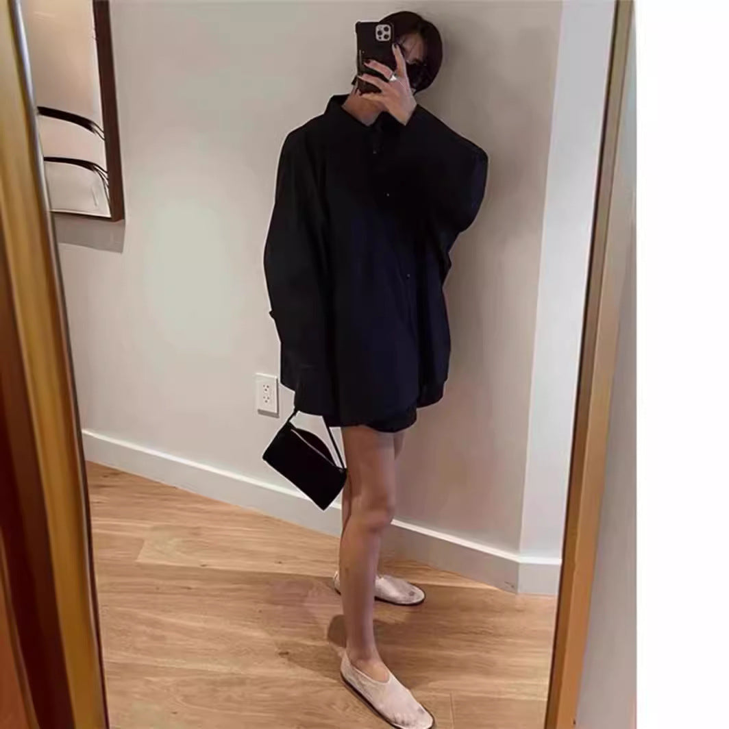 Chemise blouse pour femmes surdimensionnée avec col classique et poche latérale Chic & Stil