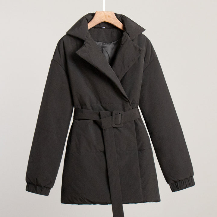 Women Elegant and warm quilted jacket with waist belt Lune London