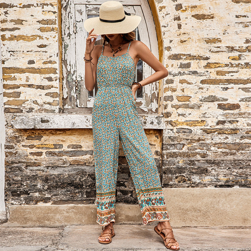 Ladies Bohemian floral pattern jumpsuit Lune London
