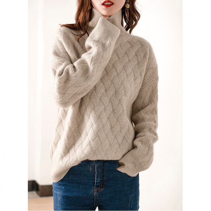 Ladies Chunky Knit Roll Neck Sweater Lune London