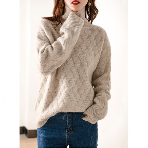 Ladies Chunky Knit Roll Neck Sweater Lune London