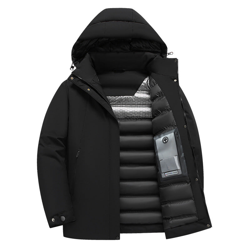 Functional insulated jacket for men with hood and water-repellent properties Lune London
