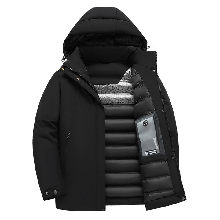 Functional insulated jacket for men with hood and water-repellent properties Lune London