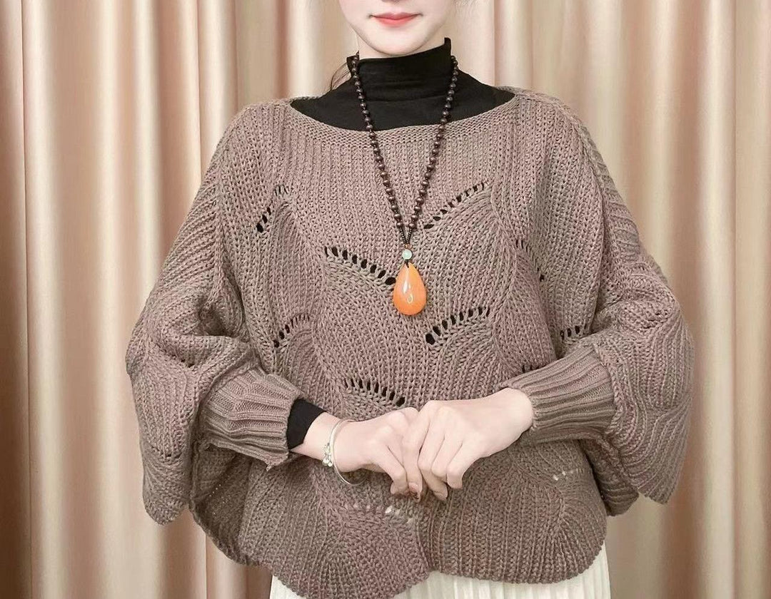 Pull en tricot aéré pour femme avec motif de trous Chic & Stil