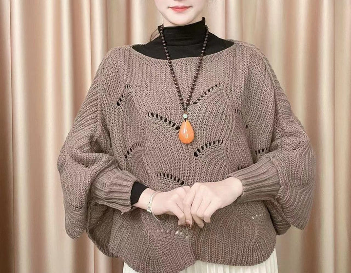 Pull en tricot aéré pour femme avec motif de trous Chic & Stil