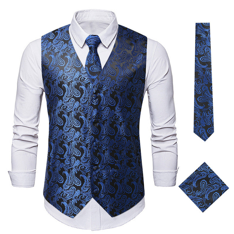 Elegant waistcoat for men with a stylish paisley pattern and matching accessories Lune London