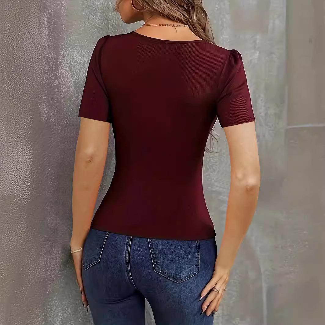 Fitted women's body with V-neck and short sleeves Lune London