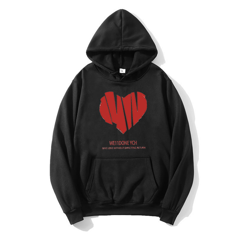 Women's hoodie with creative heart design and stylish lettering Chic & Stil