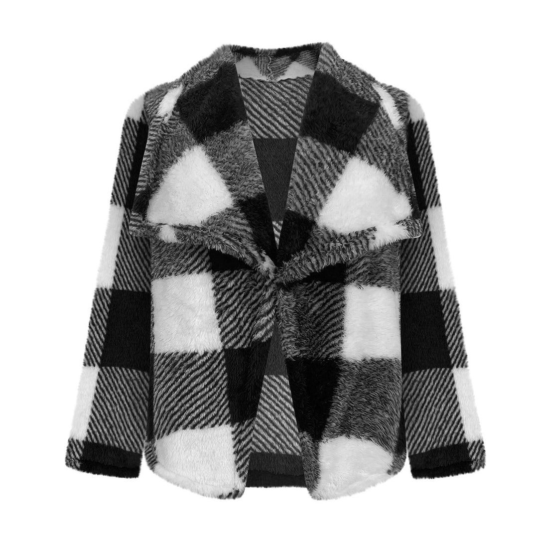 Lune London Women's Fleece Jacket with Plaid Pattern