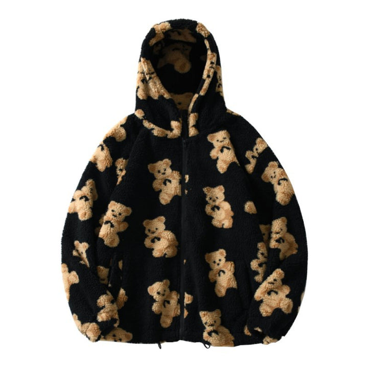 Polar teddy jacket for women with hood and large pockets Lune London
