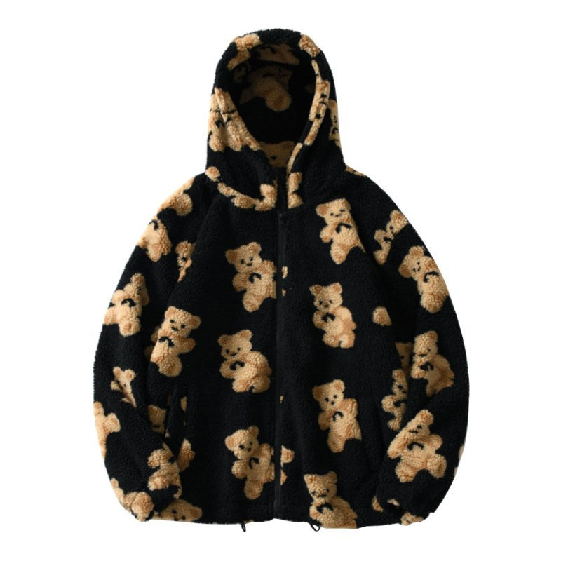 Ladies Cozy Fleece Clothes with Hood and Bear Pattern Lune London