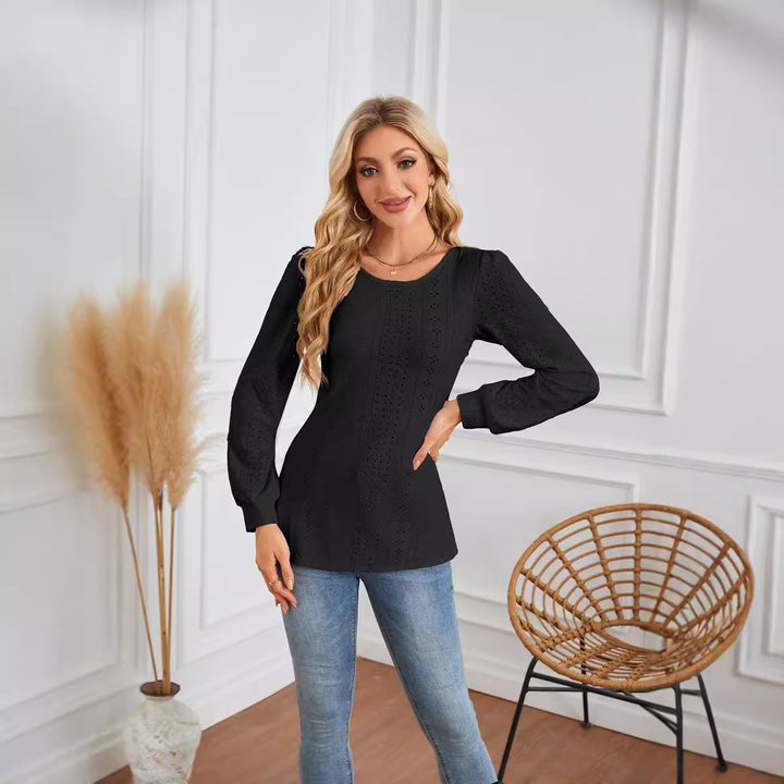 Women's blouse with airy diamond patterns and elegant puff sleeves Lune London