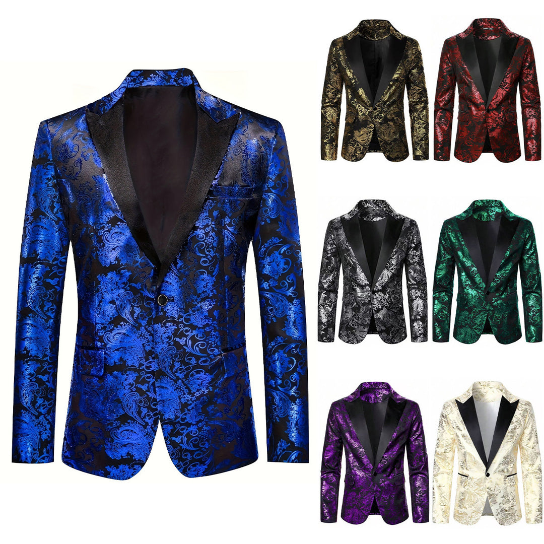 Elegant velvet blazer for men with floral pattern Lune London
