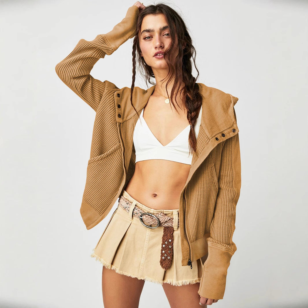 Women's Comfortable Zip Hoodie with Textured Design Lune London