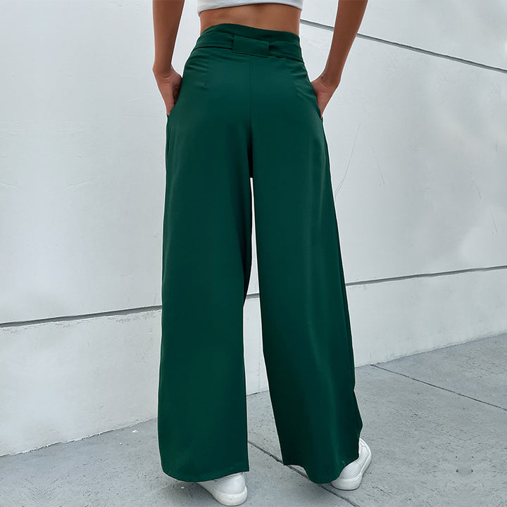 Women Wide Leg Trousers with Knot Detail at the Waist Lune London