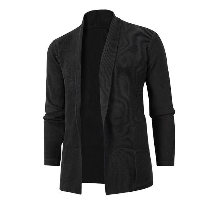 Casual knitted jacket for men with open collar and elegant ribbed design Lune London