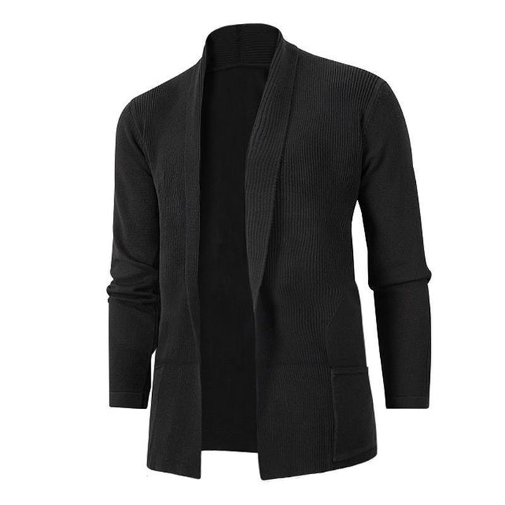 Casual knitted jacket for men with open collar and elegant ribbed design Lune London