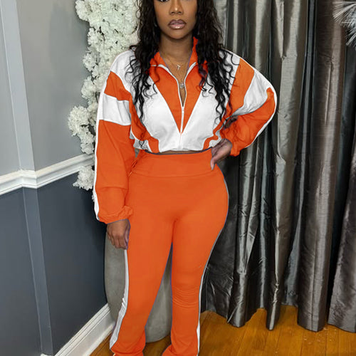 Ladies two-piece sports set with cropped jacket and fitted leggings Lune London