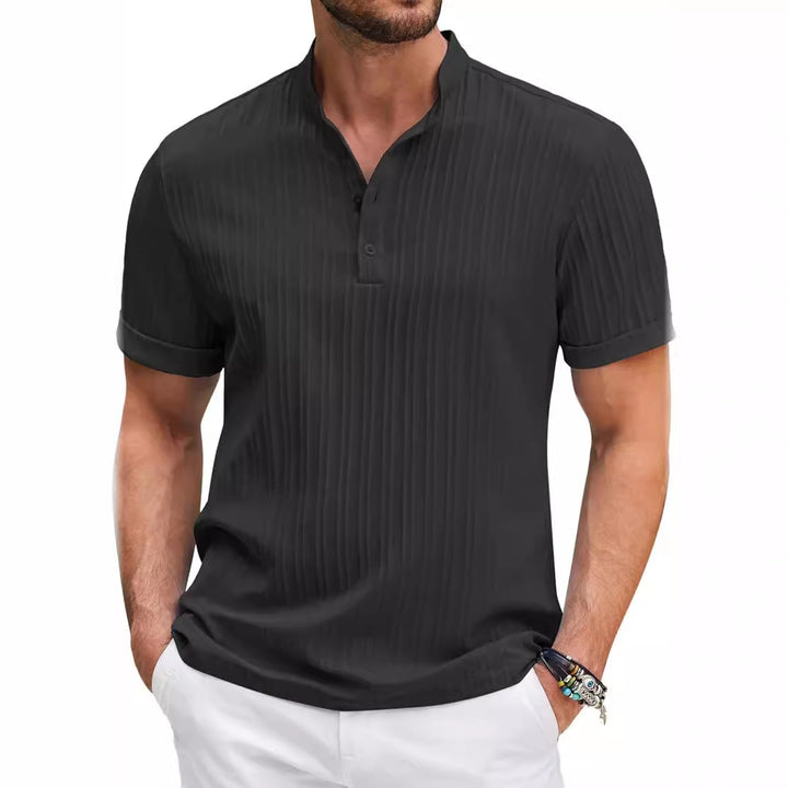 Men's Structured Short Sleeve Henley Shirt Lune London