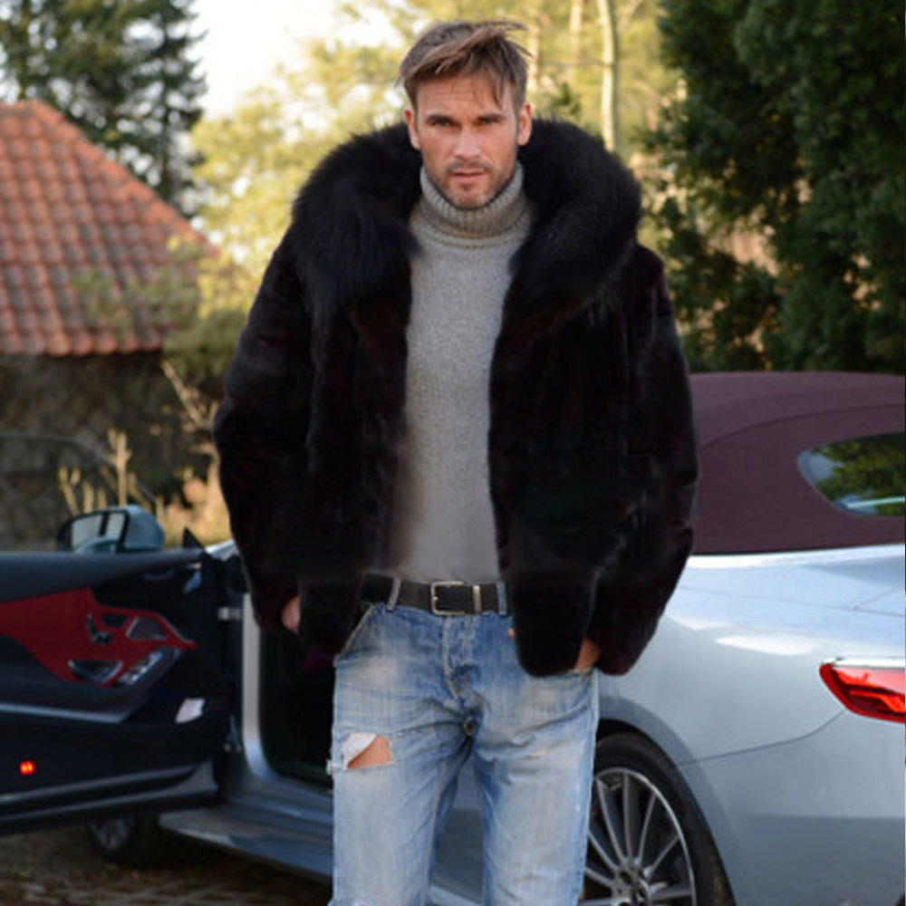 Men's Luxury Faux Fur Jacket with Wide Collar Lune London