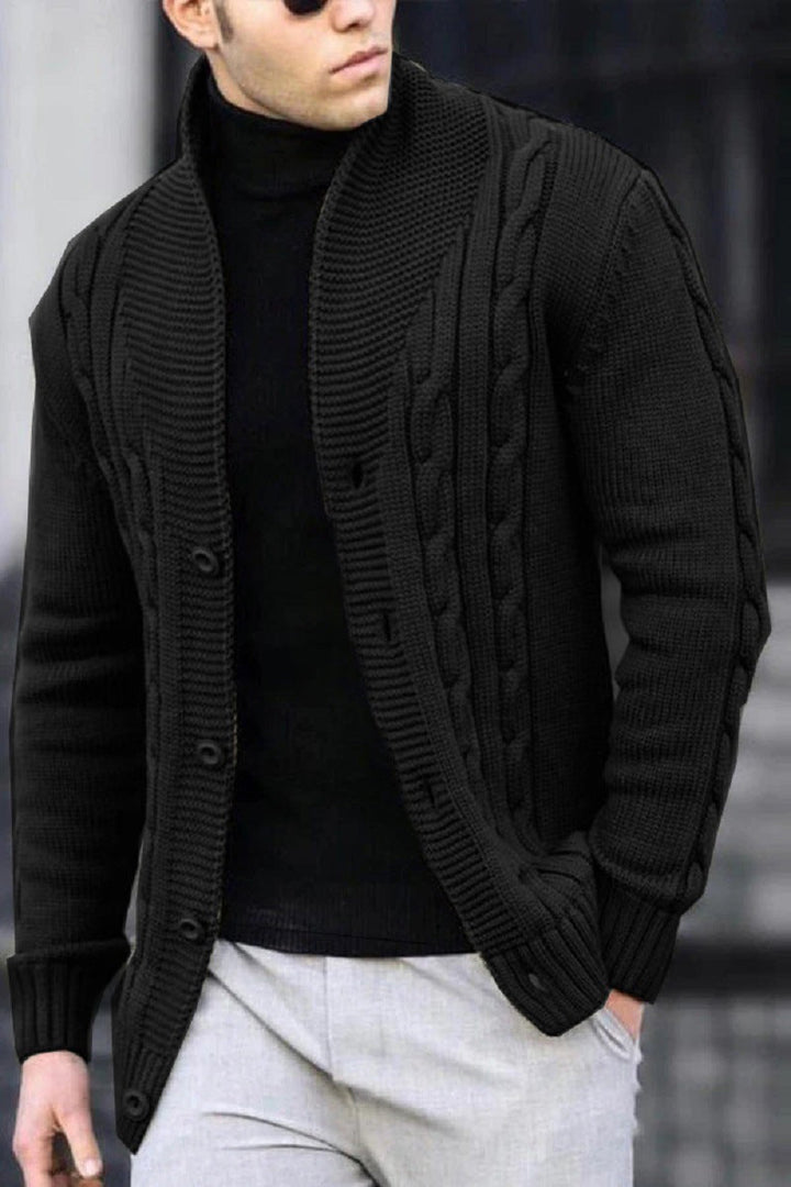 Lune London | Men's cardigan with robust cable pattern and durable button closure